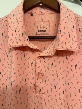 adidas Men’s Coral-Pink Printed Polo Shirt